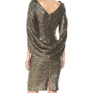 NWT Nicole Miller New York SPARKLY sequin drape back cape dress sz 10